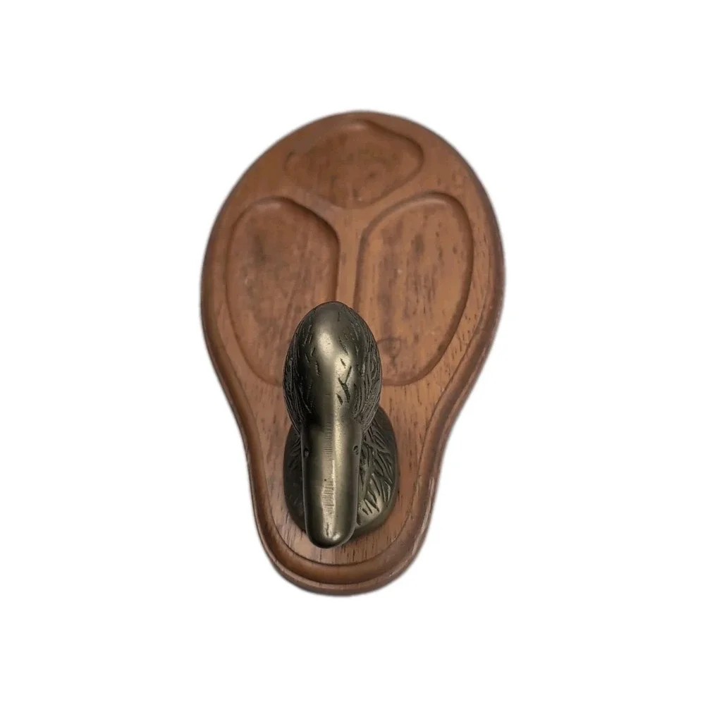 Brass Duck Wood Valet Tray Dresser Desk Catchall Jewelry Organizer 10